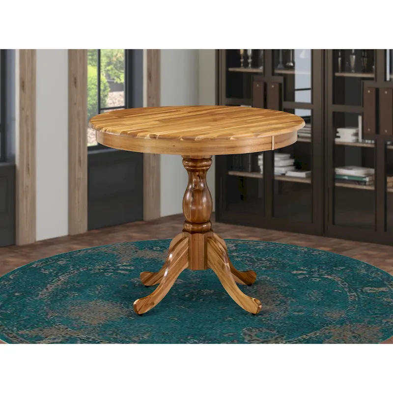 Round Wood Dining Table with Pedestal Base, 36x36 Inch (Multiple Finish Options)