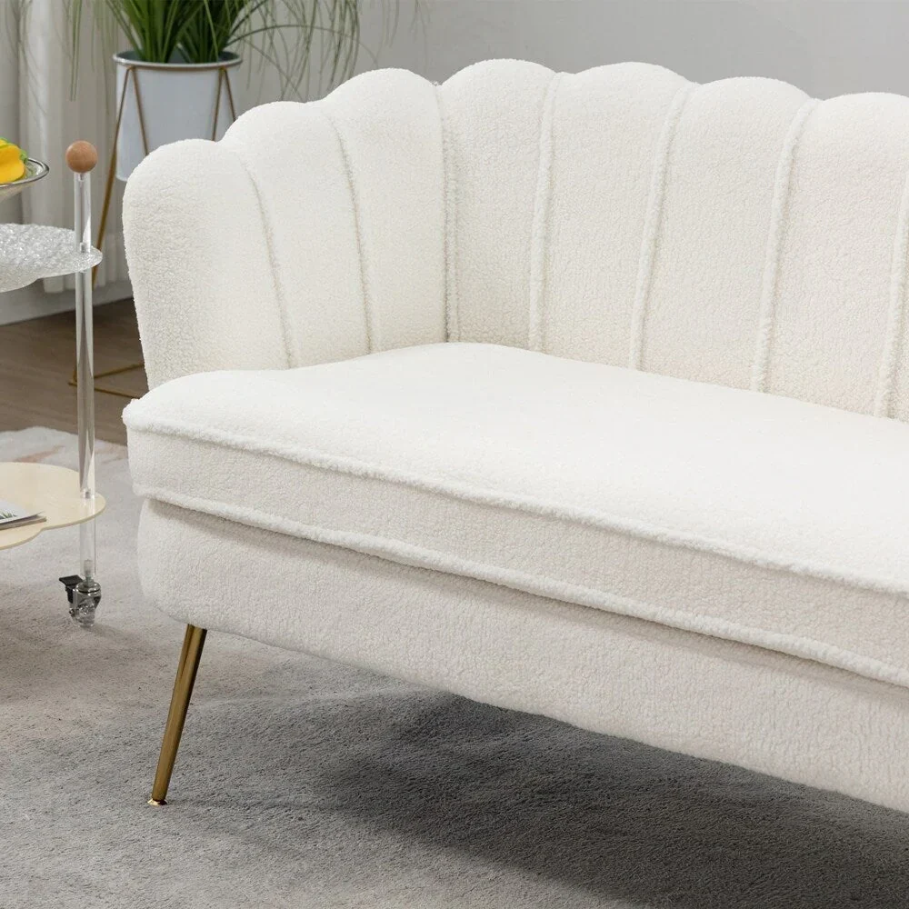 Small Mini Room Couch Two-Seater Sofa with Gold Metal Leg - 2 Seat