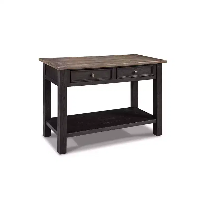 Tyler Creek Sofa/Console Table Grayish Brown/Black - Signature Design by Ashley: Mid-Century Modern with Open Shelf, Storage Drawer