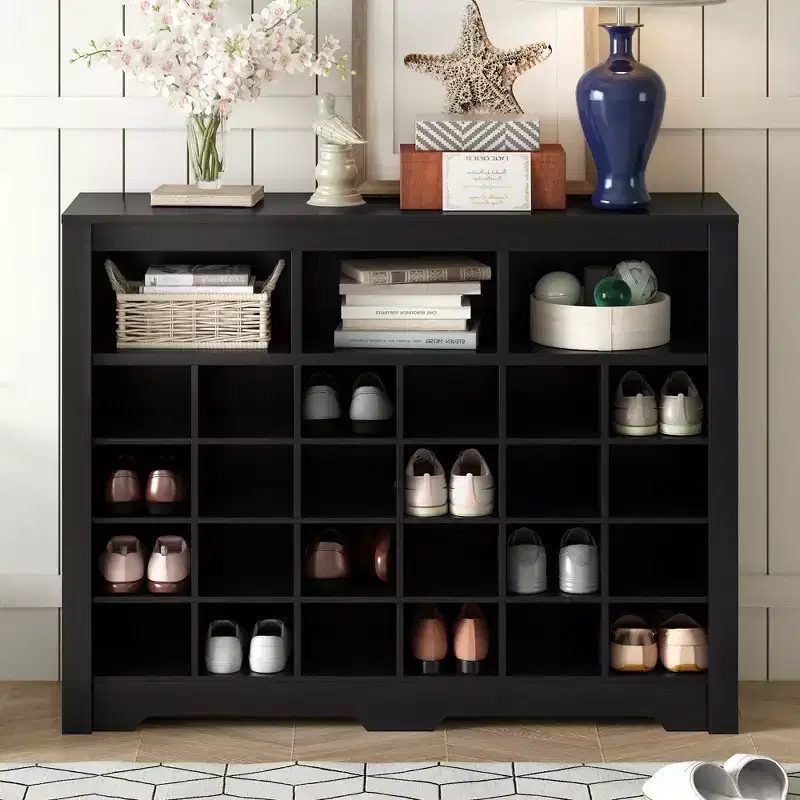 Okak Sleek Shoe Cabinet with Curved Base, Shoe Rack with 24 Shoe, Shoe Cabinet Storage For Entryway, Living Room, Hallway
