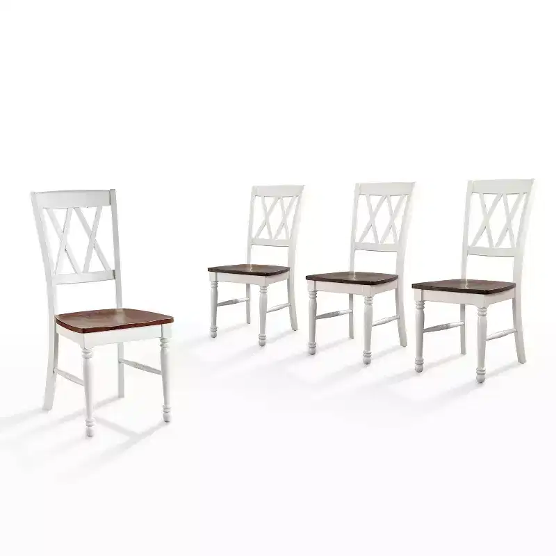 Dining Chair Set of 4 Rubberwood X-Back Armless 250 lbs Capacity Kitchen Dining Room