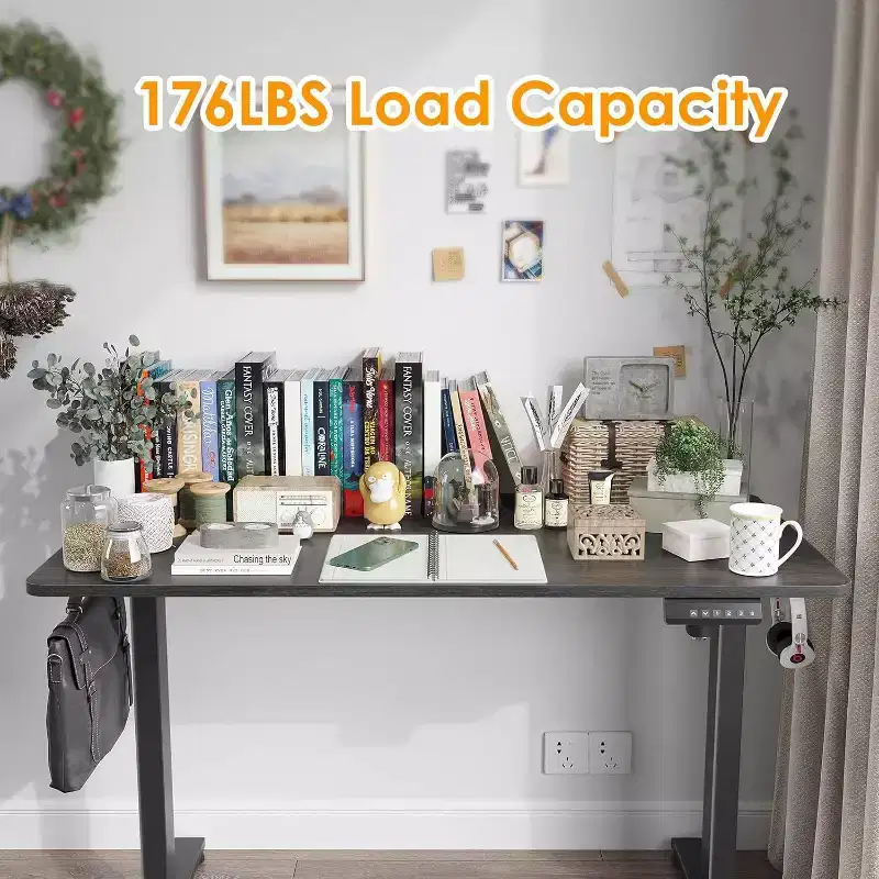 PexFix 48 x 24 Electric Standing Desk Walnut Desktop Height Adjustable Computer Desk Stand up Home Office Desk with Splice Board