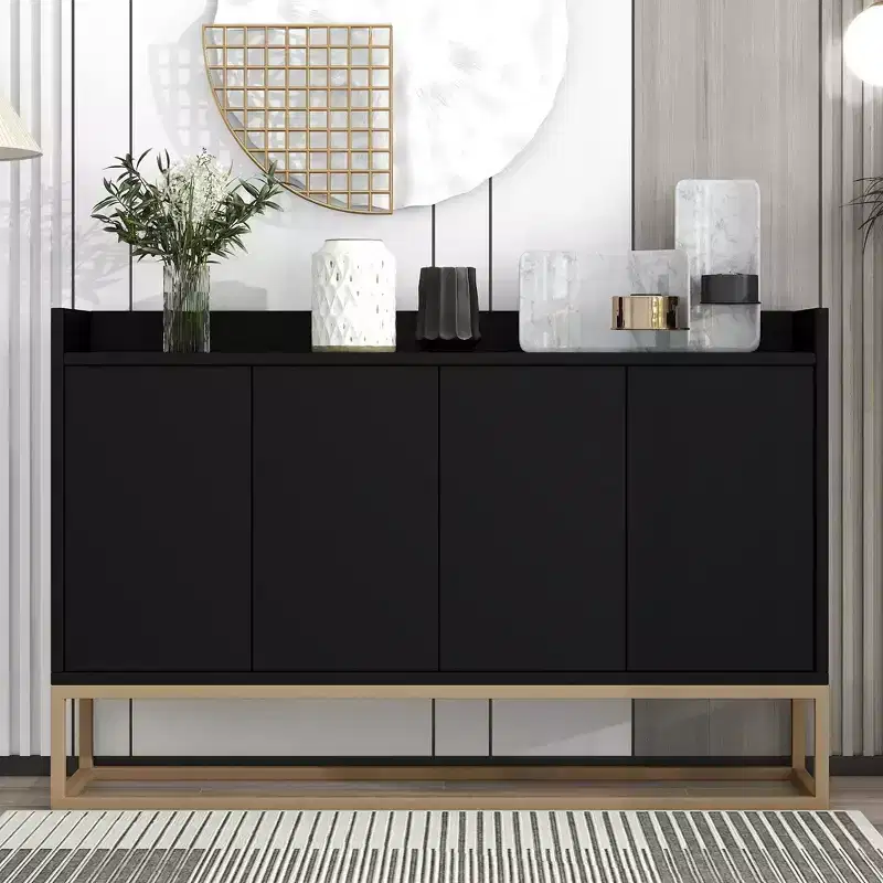 Elegant Sideboard Cabinet, Bufft Cabinet with 4 Doors and 4 Shelves, Storage Cabinet for Living Room, Dining Room, Kitchen
