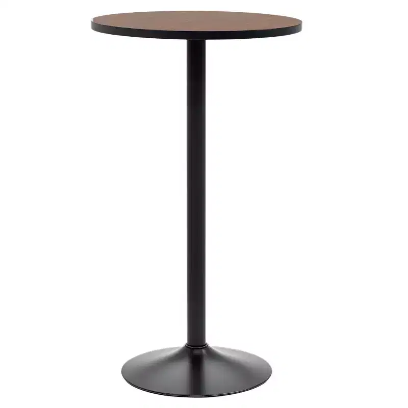 41H Rustic Industrial Bar Table Elm Wood Top with Metal Base