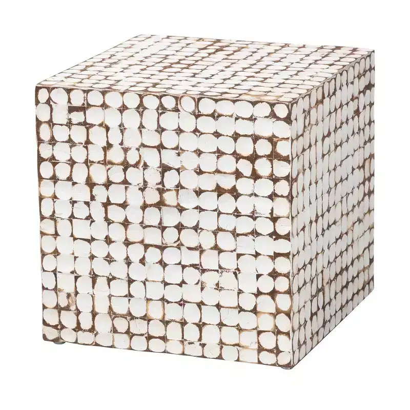 bali & pari Janella Coconut Shell and Acacia Wood End Table