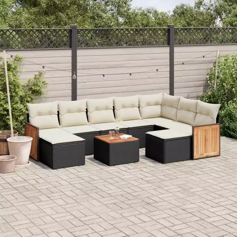 vidaXL Garden Sofa Set Poly Rattan Adjustable Feet
