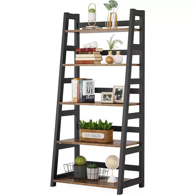 Lantine 5-Tier Bookshelf, Modern Ladder Bookcase for Home Office