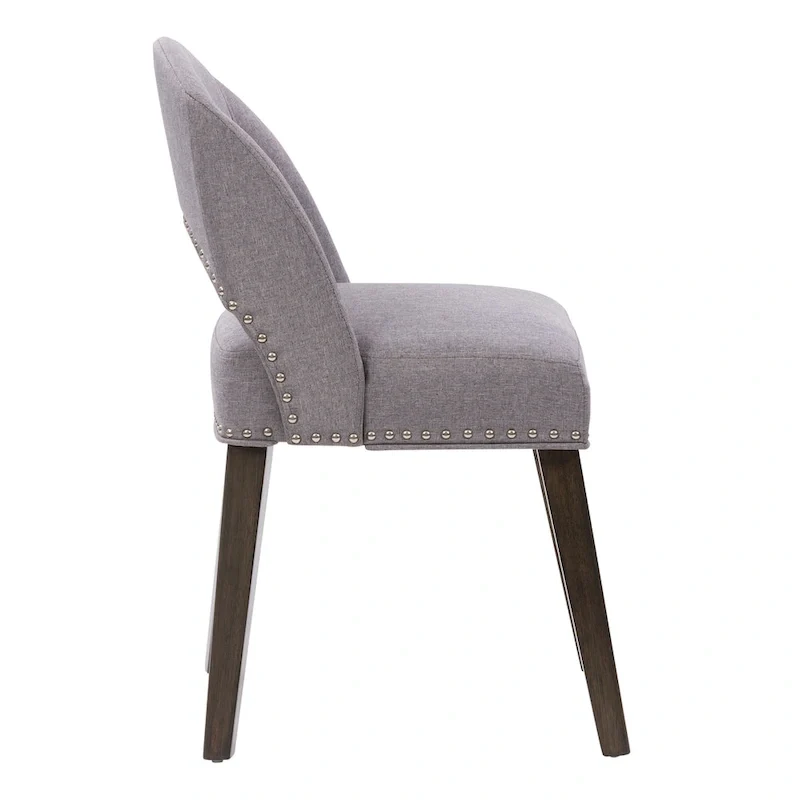 Mid-Century Modern Upholstered Dining Chair with Nail Head Trim, Set of 2