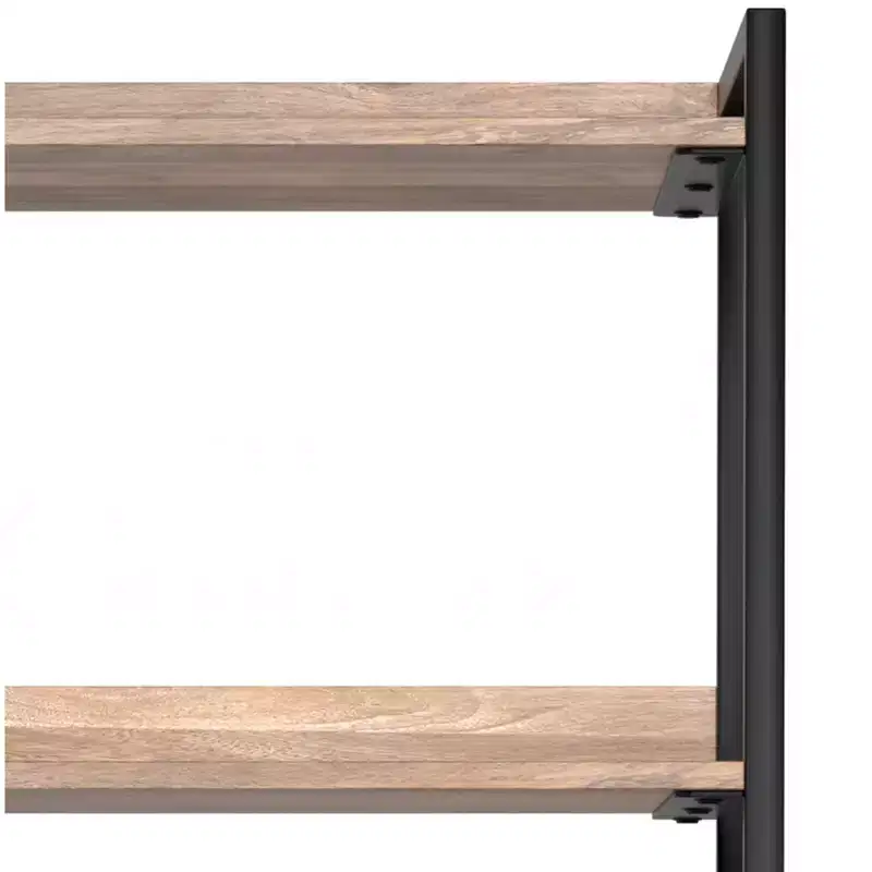 Paola SOLID MANGO WOOD 74 inch x 20 inch Modern Industrial Narrow Bookshelf with Cabinet in Natural