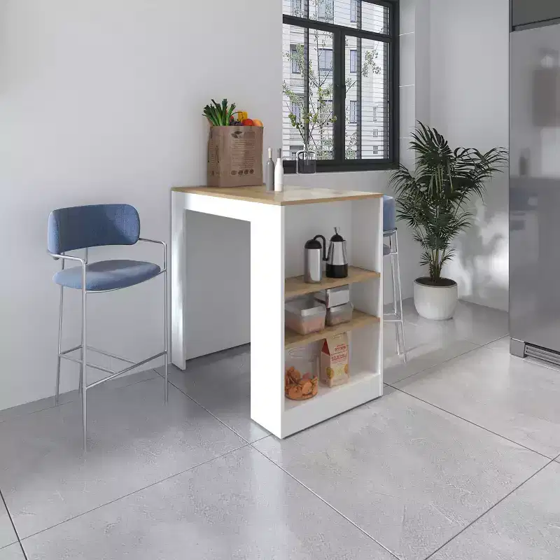 Kitchen Island with Side Storage Shelves, Multifunction Countertop Organizer, Kitchen Island Table for Kitchen, Dining Room, White