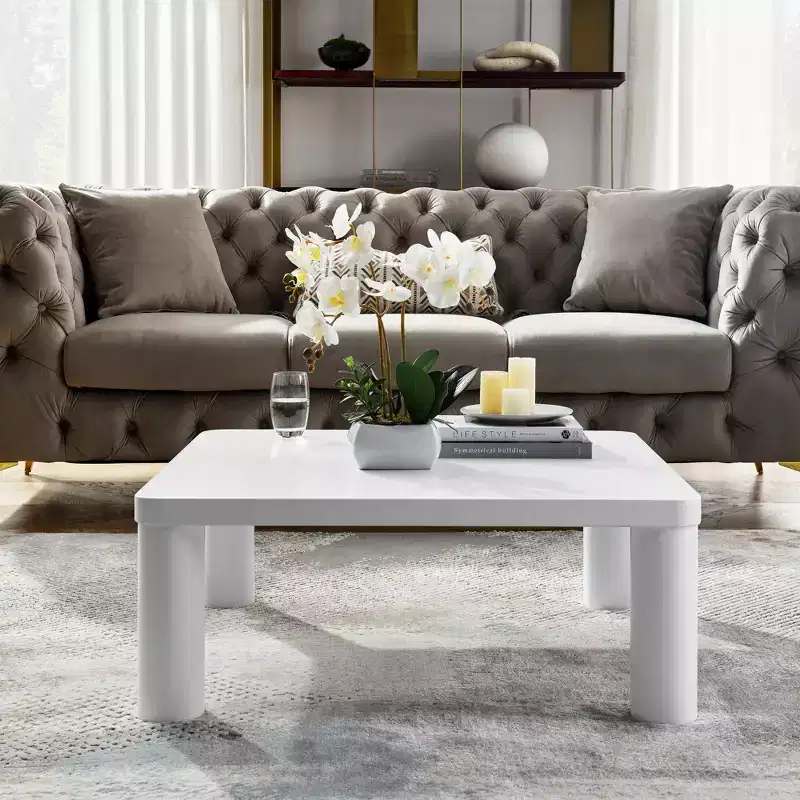 Square Wood Coffee Table with Rounded Corners