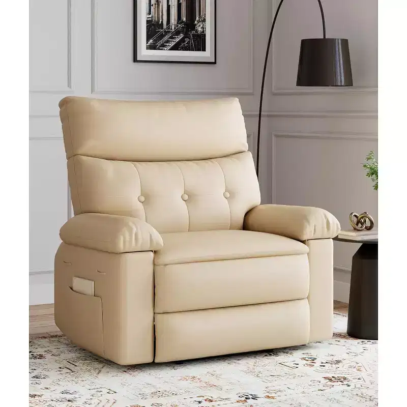 Recliner Chair Oversized Reclining Sofa, Manual Recliner for Adults, 1.5X Sponge Filling, Ergonomic Single Sofa, Cup Holders, for Living Room