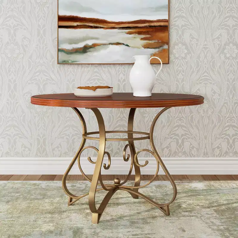 Carter Round Dining Table Metal/Cherry - Powell