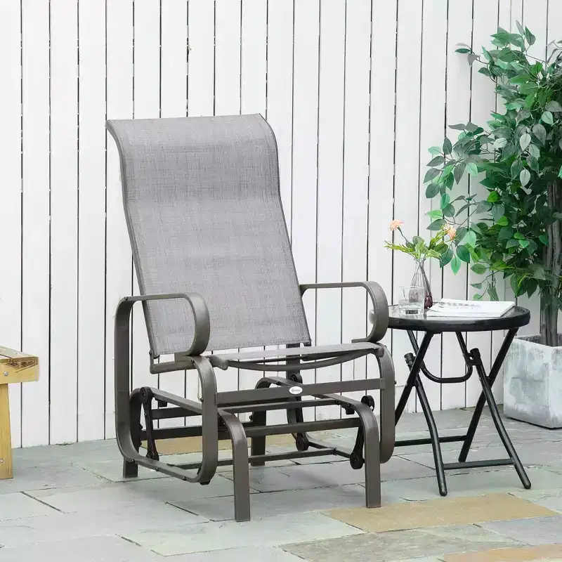Gliding Lounger Chair, Single Rocker with Lightweight Metal & Mesh Construction