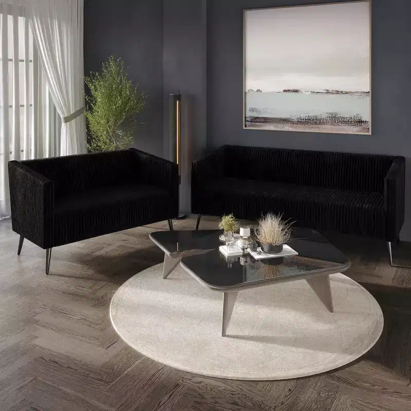 ChaletPosh Velvet Set Of 2 Sofa Set