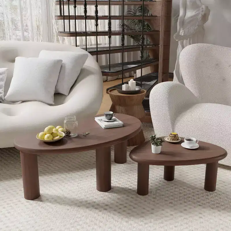 Dovelina Wood Grain Tabletop Rectangle Coffee Table for Living Room