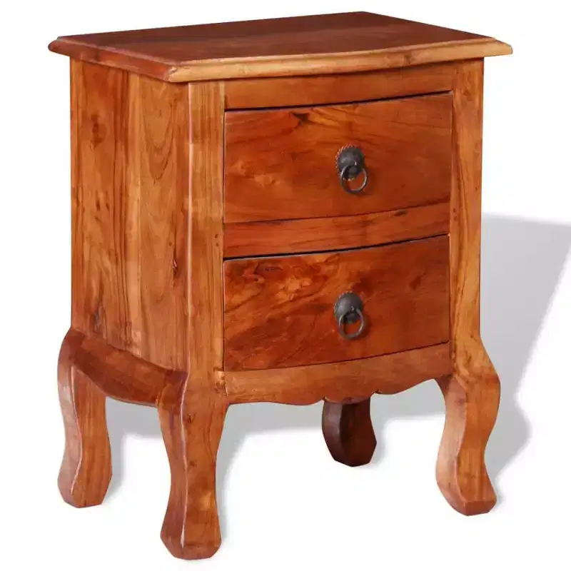 vidaXL 1/2x Nightstand w/ Drawers Solid Acacia Wood End Table Telephone Stand