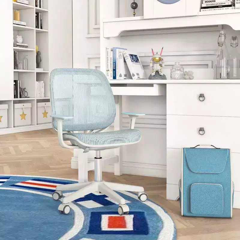 Costway Kids Desk Armchair Swivel Mesh Children Computer Chair with Adjustable Height Blue/Pink/Purple