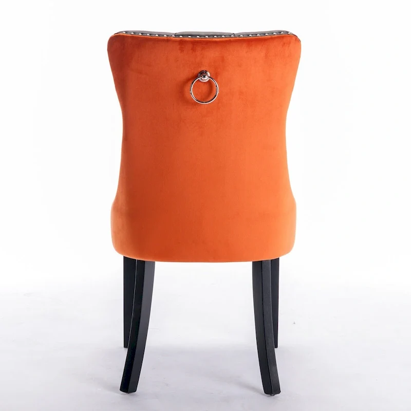 High Back Dining Chairs Set of 2, Upholstered PU Leather Kitchen Chairs Side Chair with Rear Handle Wood Legs