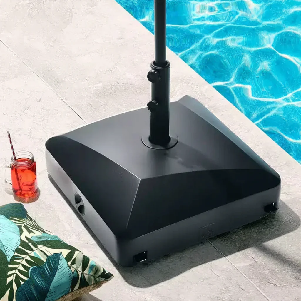 Fillable Heavy-Duty Mobile Patio Umbrella Base Stand, 123 lbs Capacity, Black