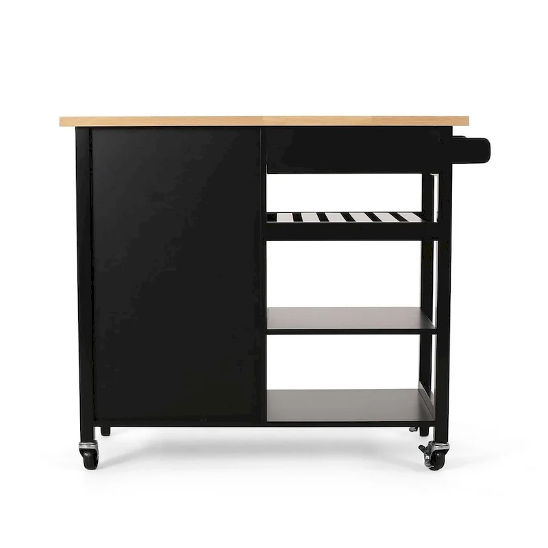 Modern Wooden Kitchen Cart with Wheels Drawer and Cabinet by Christopher Knight Home