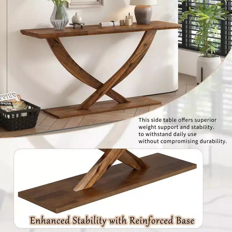 Whisen 57'' Modern Rustic Entryway Console Table, Accent Hallway Table, Slim Sofa Table with Cross-Leg Design, Sturdy Construction