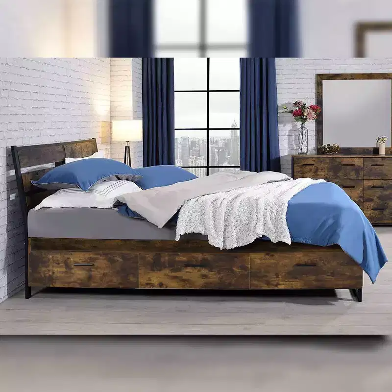Acme Furniture King Juvanth Eastern King Bed Rustic Oak/Black Finish