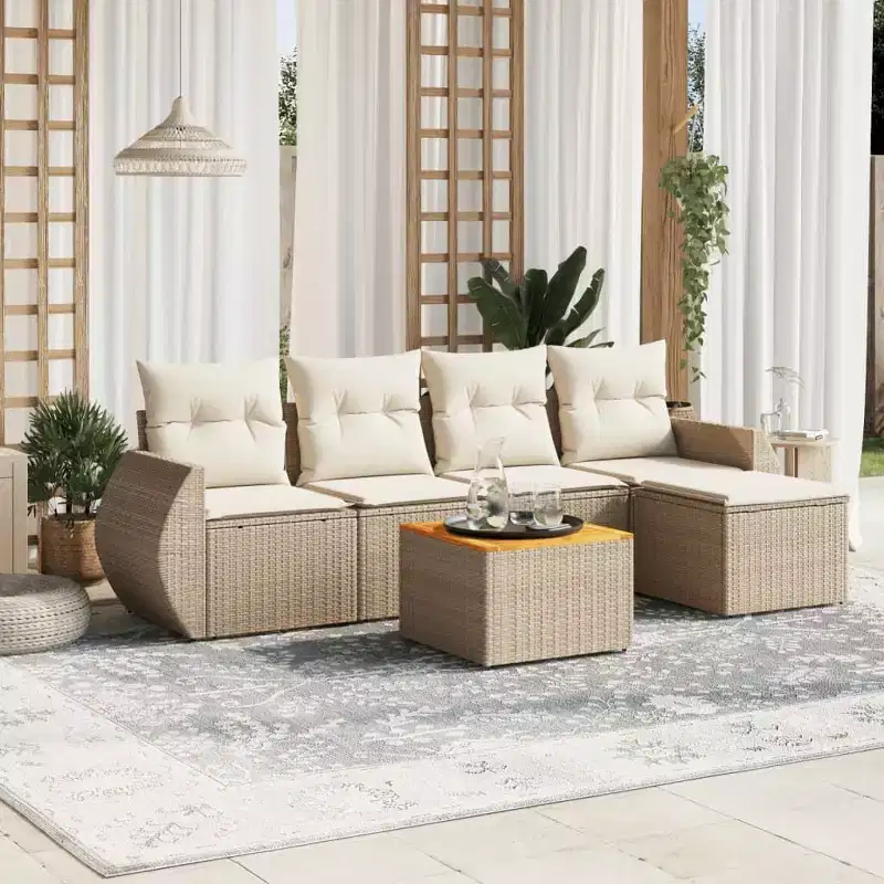 vidaXL Contemporary Garden Sofa Set with Cushions in Various Colors