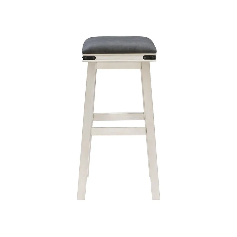 Spenser Rustic Backless Barstool with Faux Leather Seat