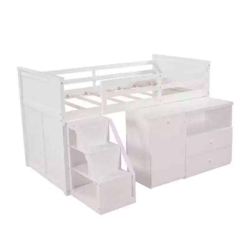 Acme Furniture 79 Loft Bed Wyatt Loft and Bunk Bed White : Full Size, Wood Frame, No Box Spring Needed