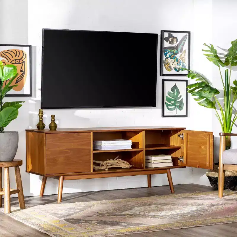 Solid Wood Mid-Century Modern TV Stand for TVs up to 65 - Saracina Home