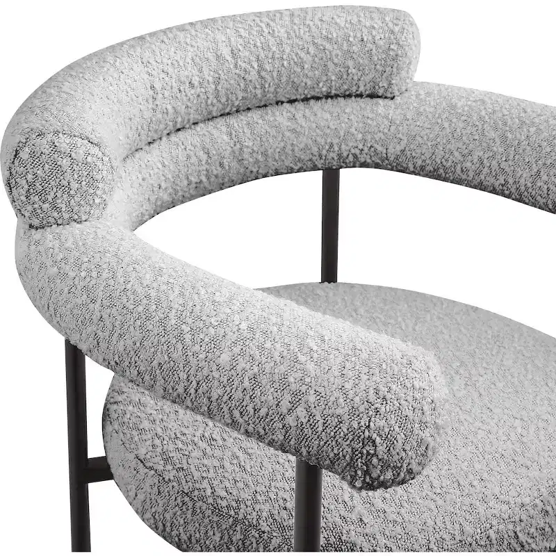 Meridian Furniture,Blake Grey Boucle Fabric Counter Stool, Set of 2