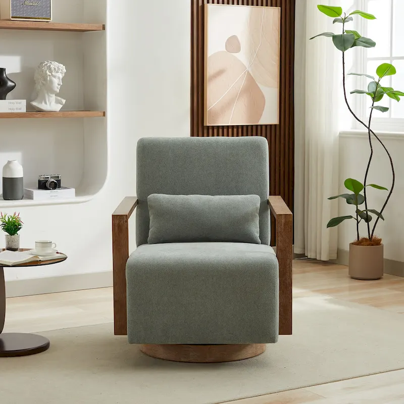 30.31 Linen Blend Upholstered 360 Swivel Accent Chair