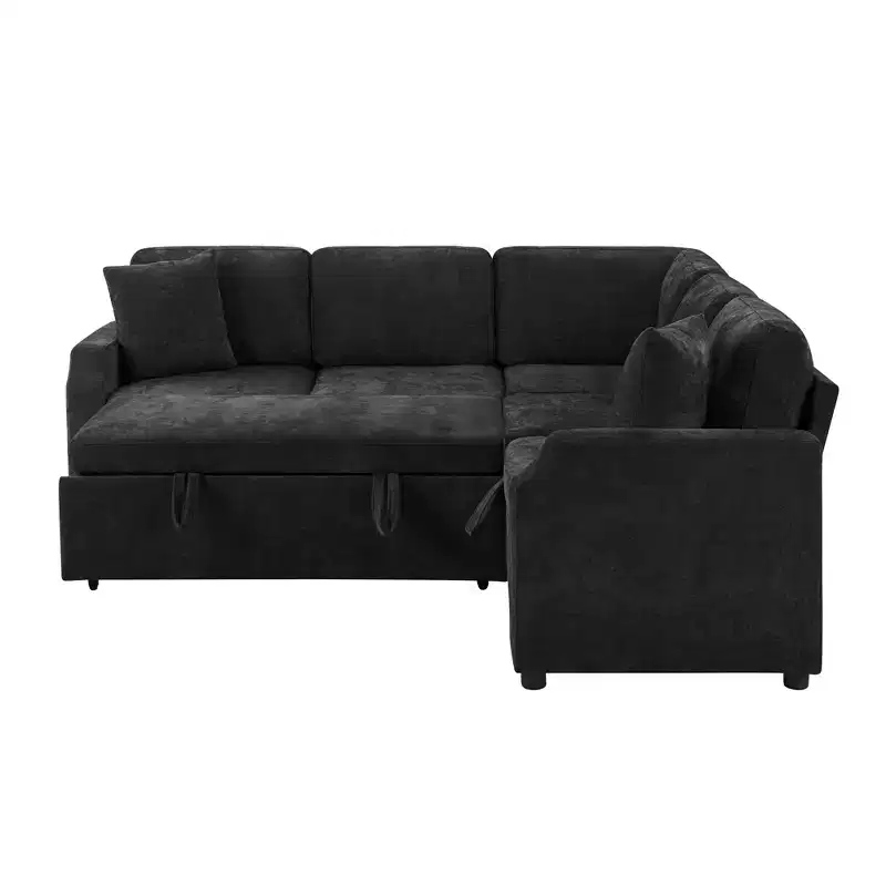 Merax L-Shaped Sectional Sofa Bed with Pull-Out Sleeper and Hidden Storage