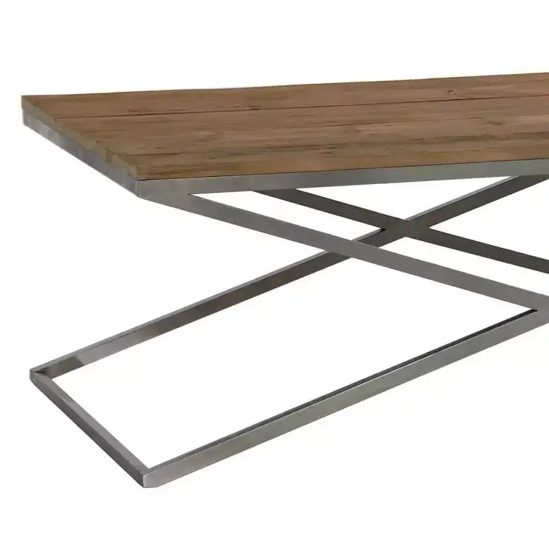 Savannah 53" Wide Rectangular Wood and Metal Coffee Table Natural