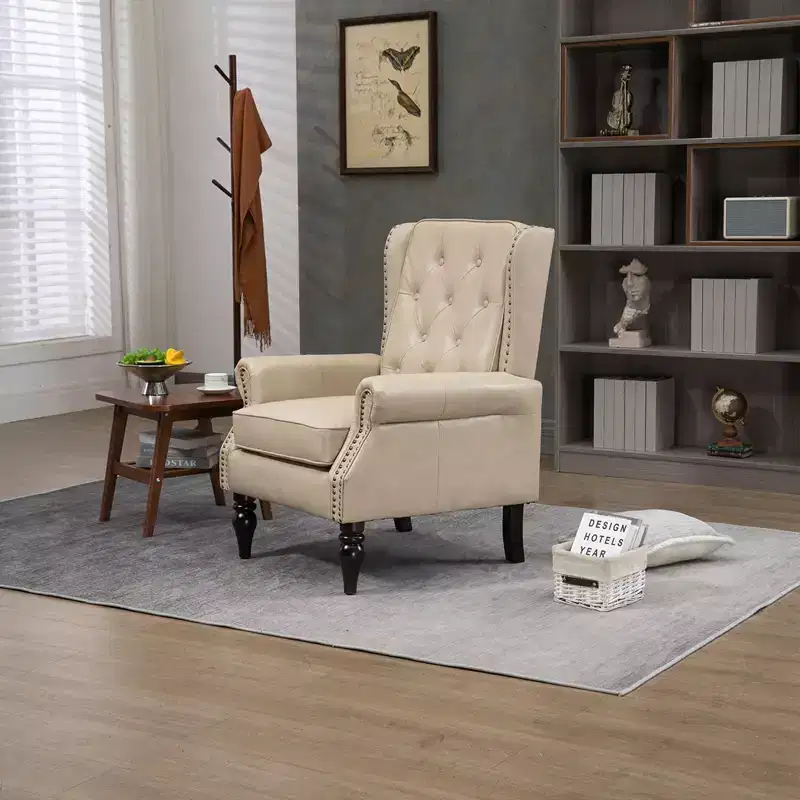 Lounge Chair, Wood Frame Armchair with Removable Cushion, Modern Accent Chair Leisure Chair Compatible with Living Room , Bedroom