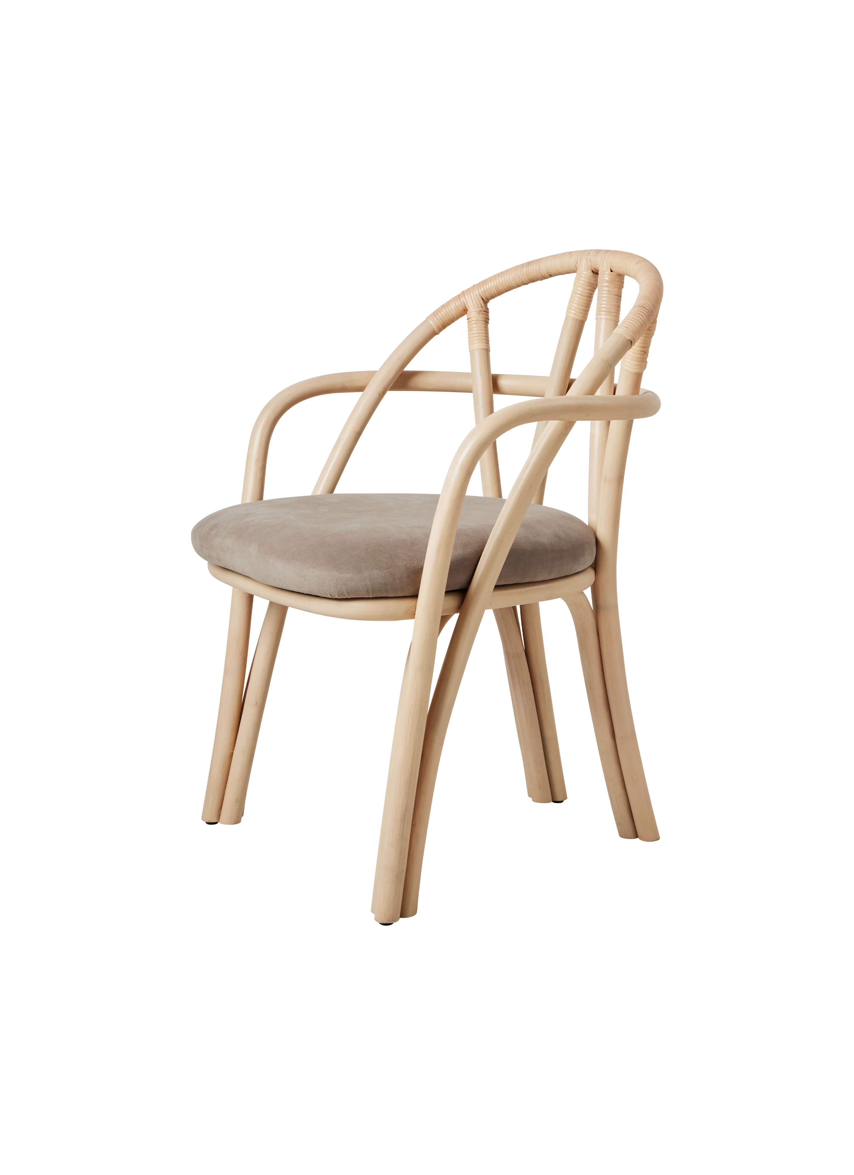 Bistro Natural Rattan & Beige Upholstered Dining Armchair with Sculptural Frame for Dining Room