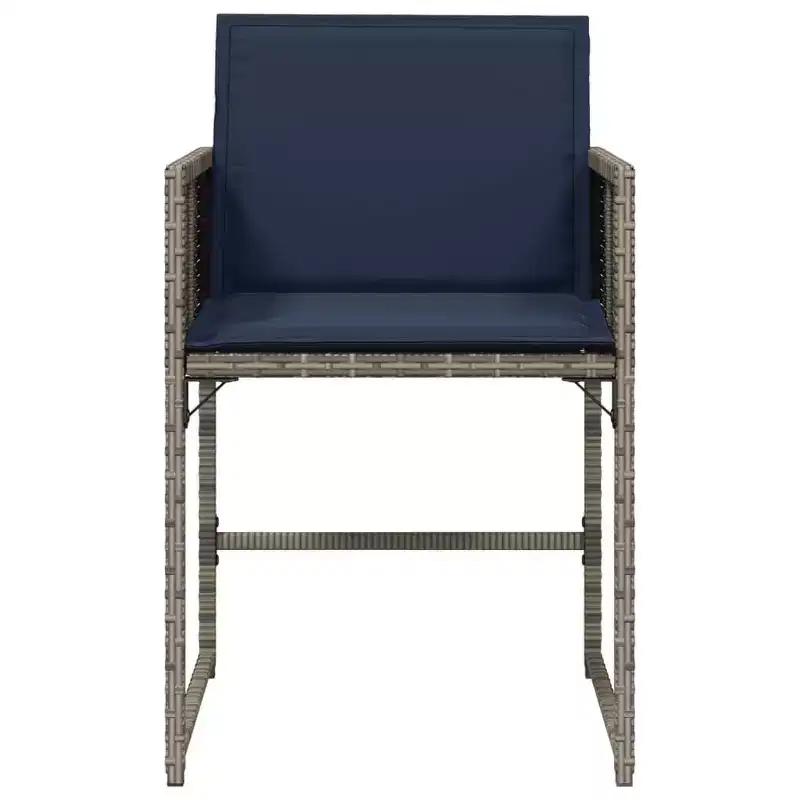 vidaXL Patio Chairs with Cushions 4 pcs Gray Poly Rattan