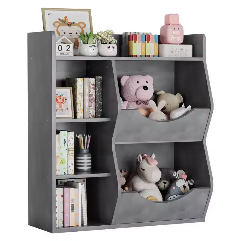 Kids 2-Tier Bookshelf & Toy Storage Organizer – 5 Compartments for Bedroom, Playroom & Kindergarten