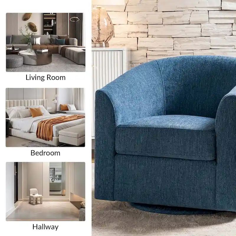 Cuenca Modern Upholstered Barrel Chair with Swivel Base