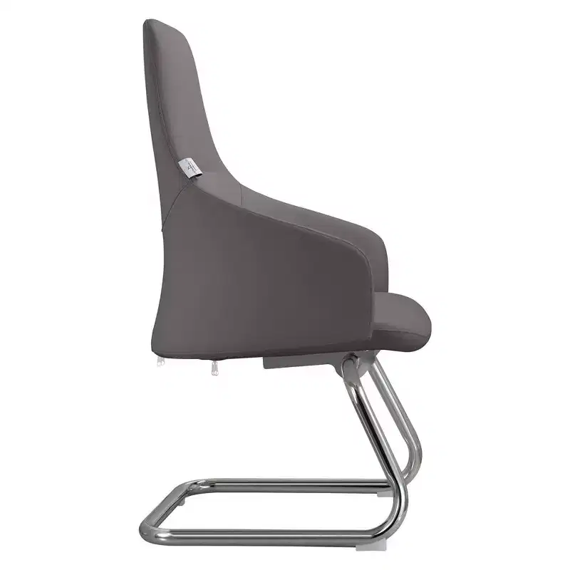 Ergonomic Faux Leather Office Chair Iron Sled Base Adjustable Height 330 lbs Capacity