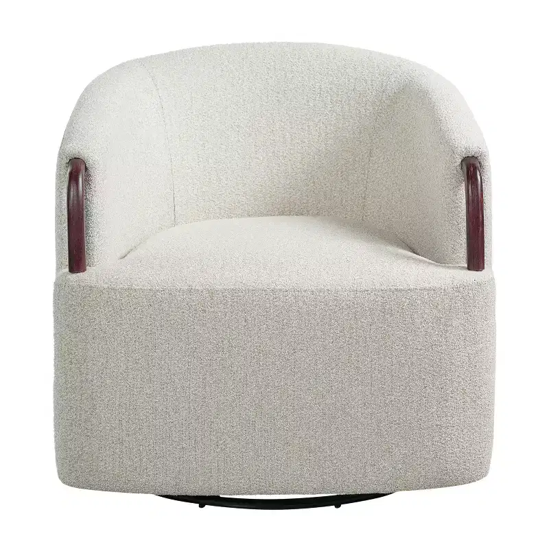 360Swivel Barrel Chair Accent Chair Upholstered Armchair Ergonomic Reading Chair Comfy Vanity Chair with Curved Backrest