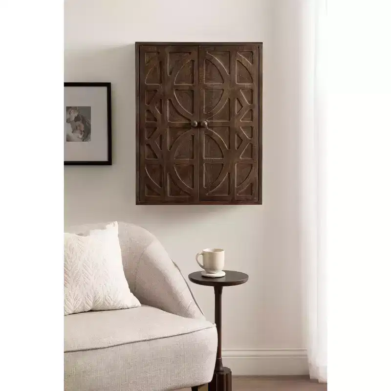 Galliene Hand-Carved Mango Wood Wall Cabinet — 22