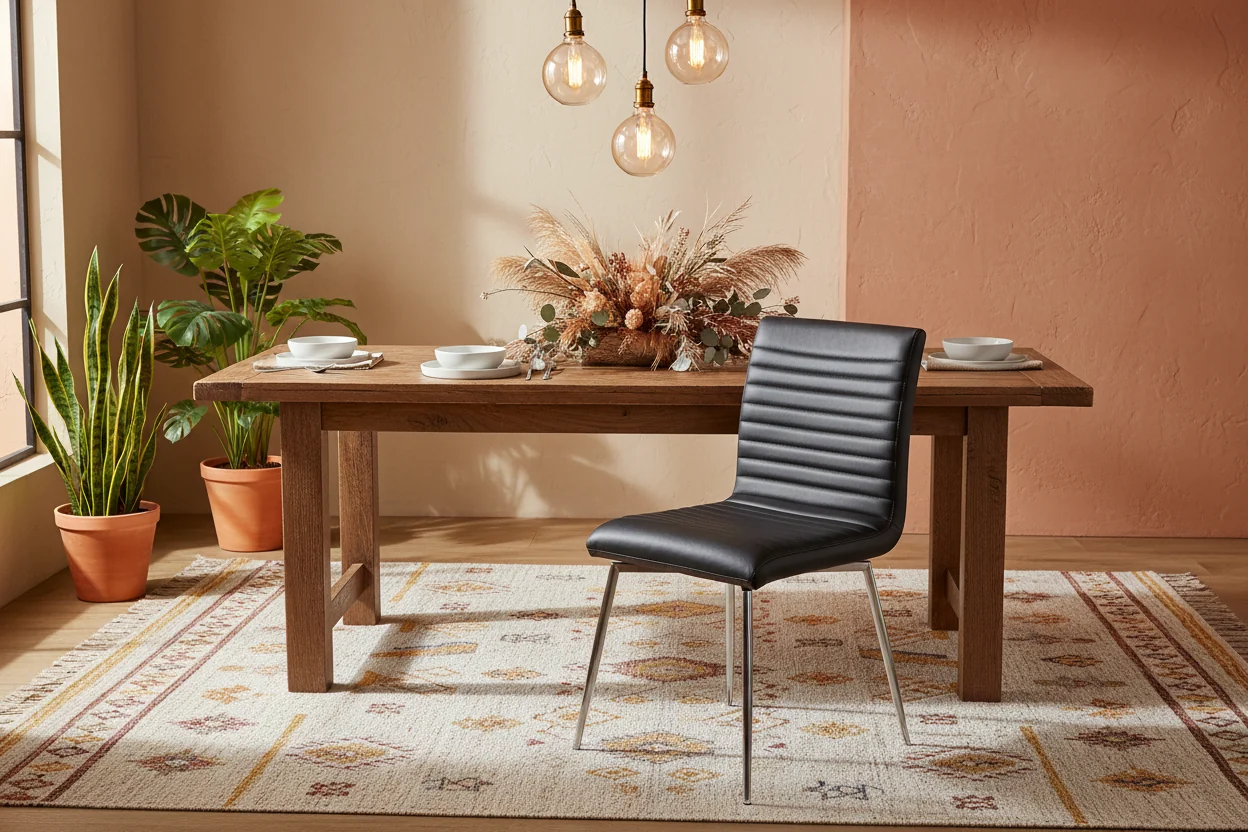 Black Faux Leather Contemporary Dining Accent Chair with Swivel