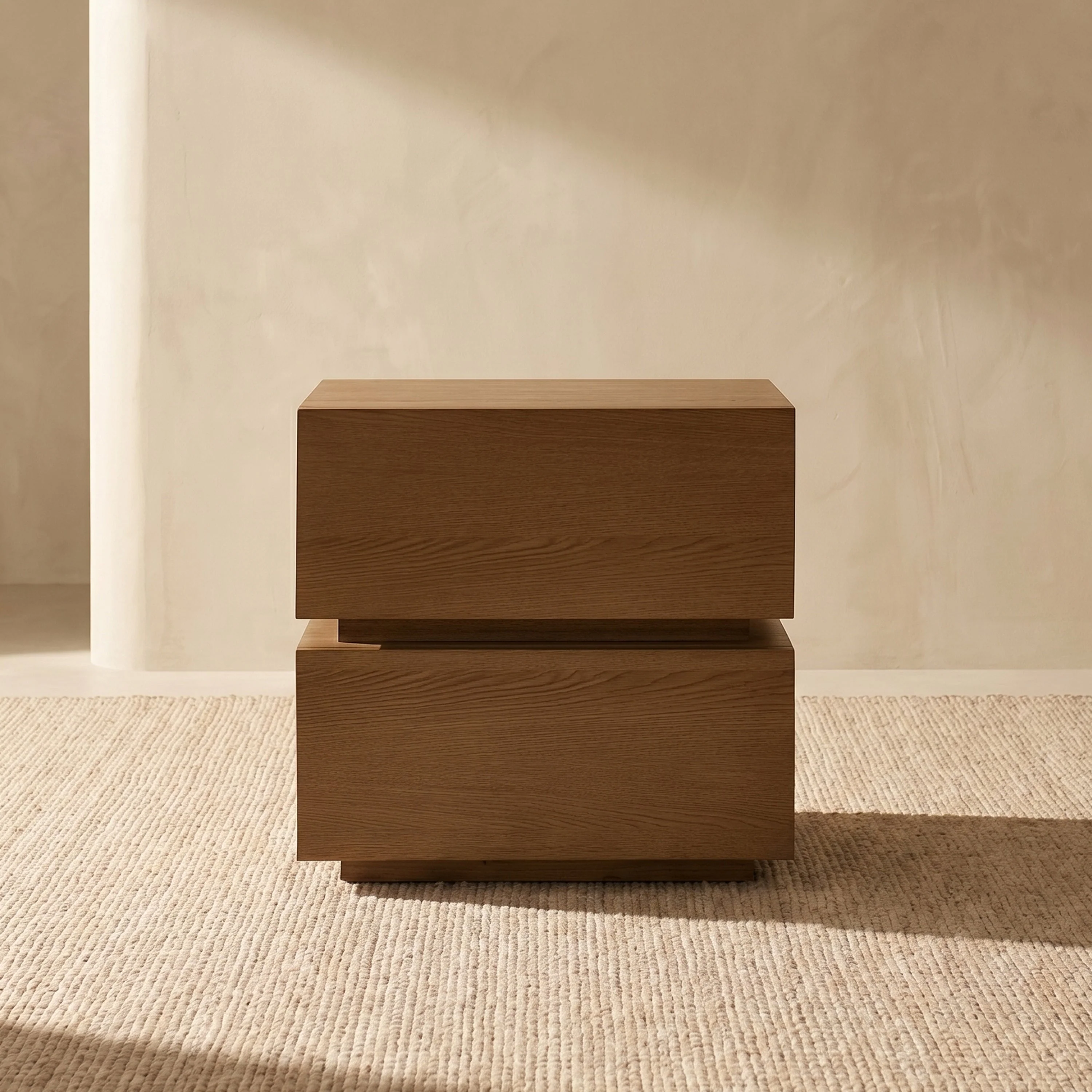 Modern Reposado Oak Oak Wood Nightstand with Solid Oak Frame