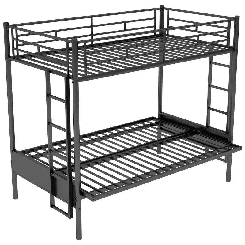 Metal Twin over Full Bunk Bed with Adjustable Lower Bunk 72''H x 78''W x 41.4''D