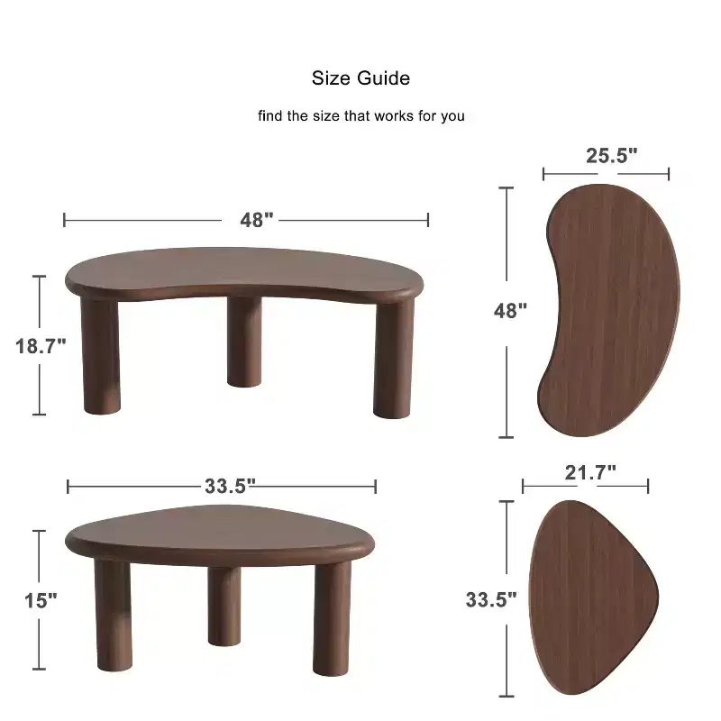 PexFix Cashew Solid Wood Coffee Table Sofa Side Table Set