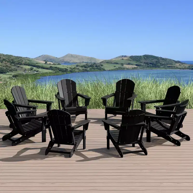 WestinTrends Malibu HDPE Outdoor Folding Poly Adirondack Chair (Set of 8)