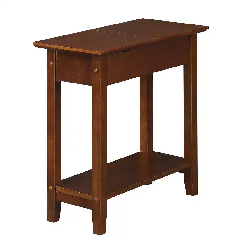 Flip Top End Table with Storage and Charging Station, Featuring USB Ports, Power Outlets and Slim Space Saving Design