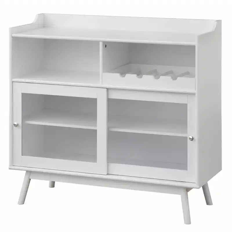 Buylateral Dublin Bar Cabinet with Sliding Glass Doors White